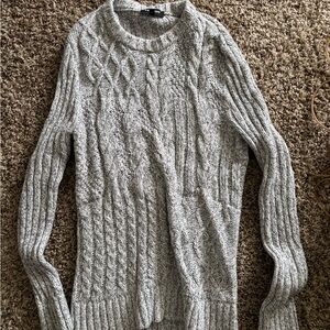 Express Heather Gray Cable Knit Sweater